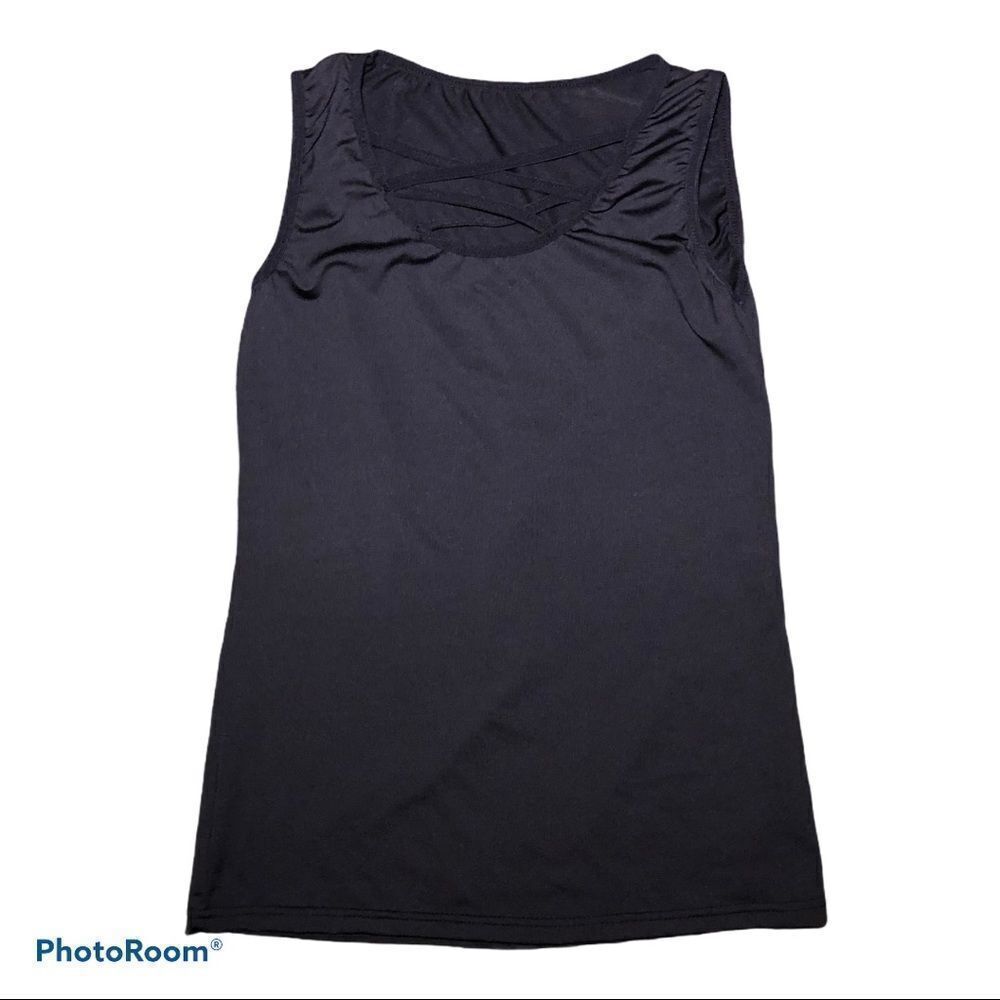 Crisscrossed Black Tank Size Medium